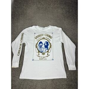 Cheeck & Chong Shirt Mens Large White Gold Toke It Out Man Long Sleeve Print